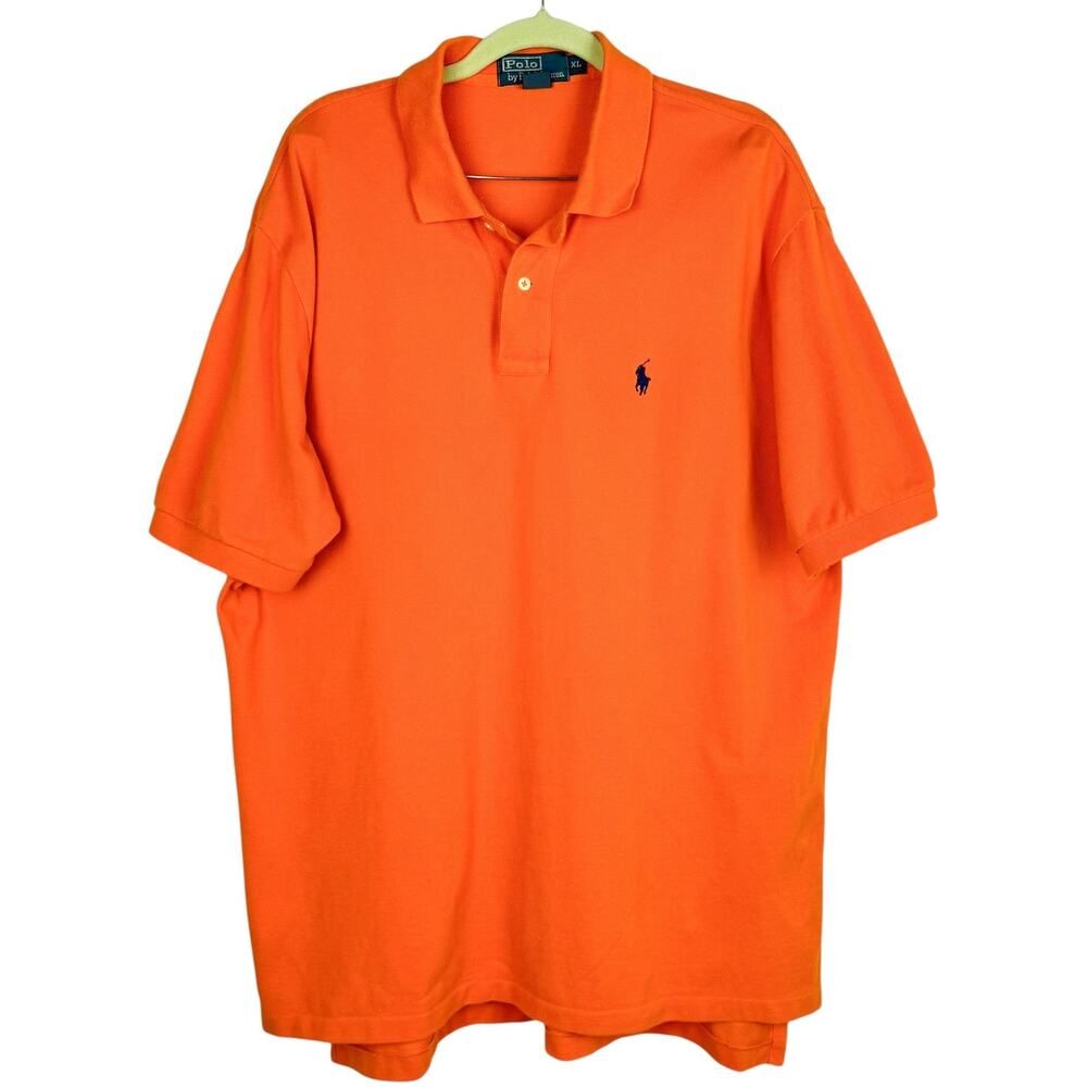 Polo Ralph Lauren Orange Cotton Collared Short Sleeve Top Sz XL Vintage Classic